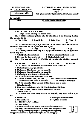 Đề thi học kỳ II môn Vật lý Lớp 9 - Năm học 2015-2016 - Trường PT DTNT Buôn Đôn